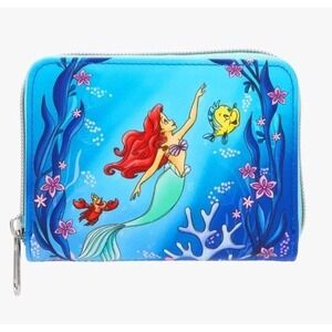 NEW Loungefly Disney The Little Mermaid Ariel And Flounder‎ Sealife Zip Wallet!